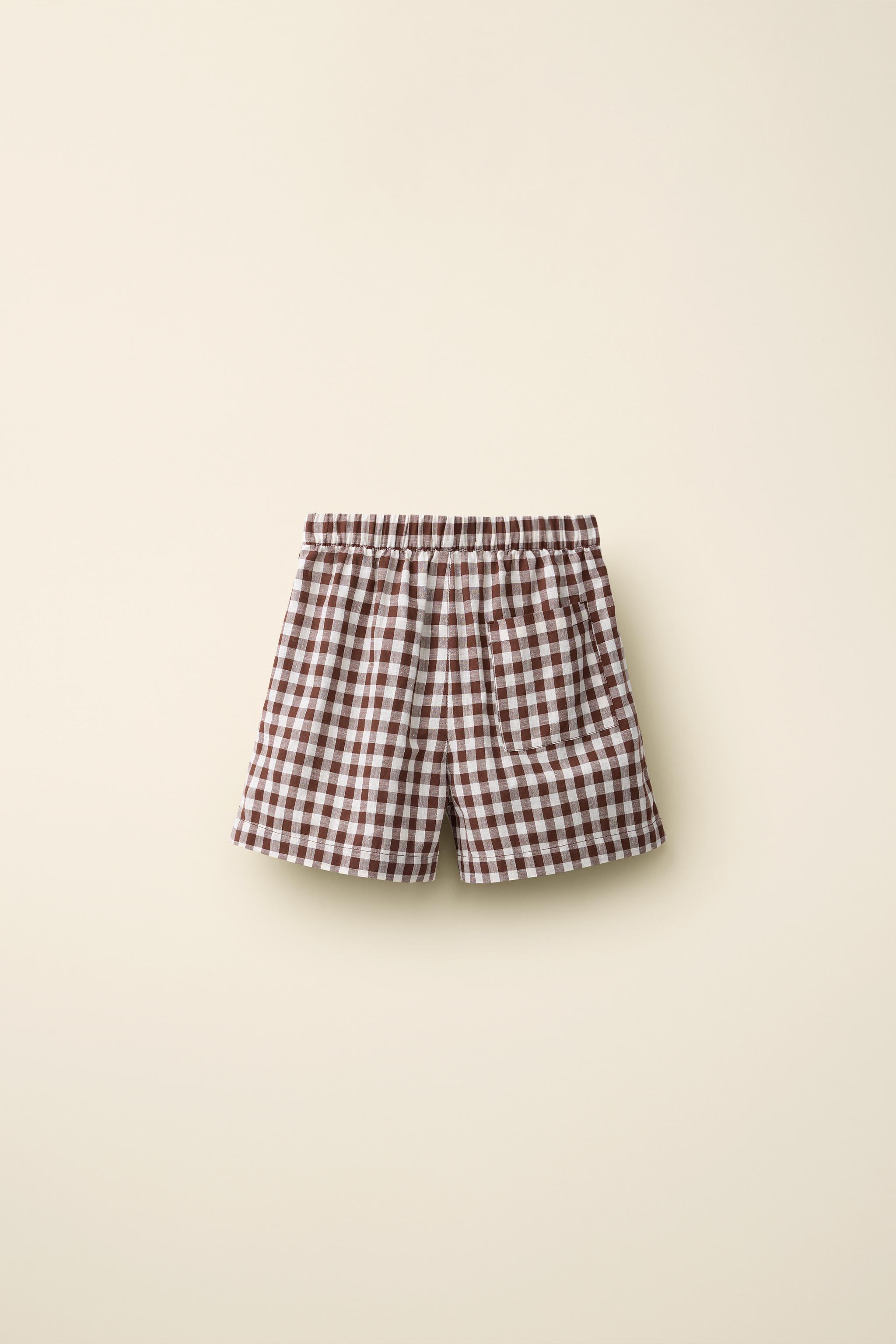 COTTON LINEN GINGHAM SHORTS CREATED BY CARAMEL LONDON X ZARA